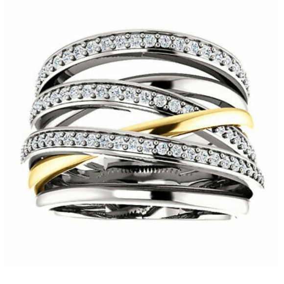 NEW 925 Sterling Silver two tone Ring - Picture 2 of 4